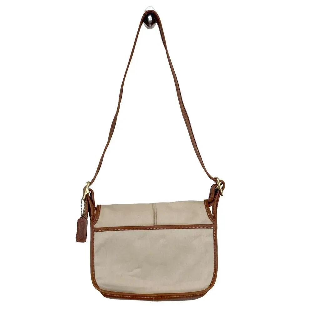 Coach Canvas Leather Cream Brown Bag